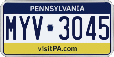 PA license plate MYV3045