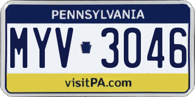 PA license plate MYV3046