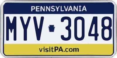 PA license plate MYV3048