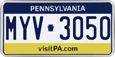 PA license plate MYV3050