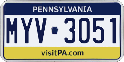 PA license plate MYV3051