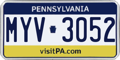 PA license plate MYV3052