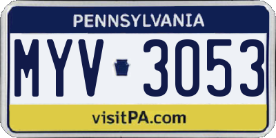 PA license plate MYV3053