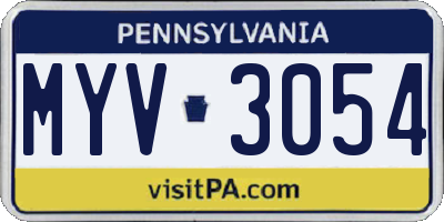 PA license plate MYV3054