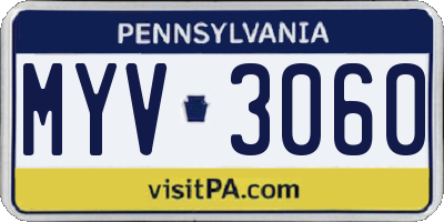 PA license plate MYV3060