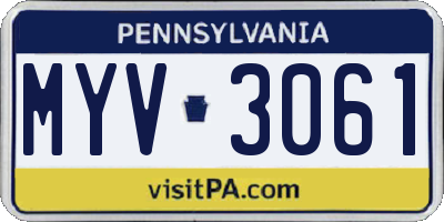 PA license plate MYV3061