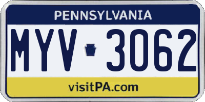 PA license plate MYV3062