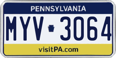 PA license plate MYV3064