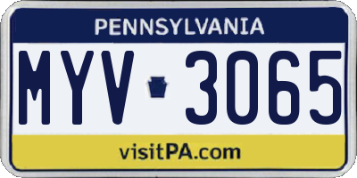 PA license plate MYV3065