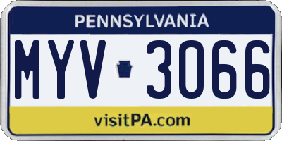 PA license plate MYV3066