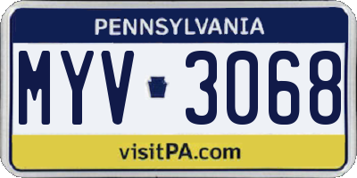 PA license plate MYV3068