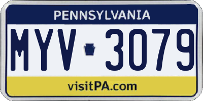 PA license plate MYV3079