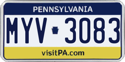 PA license plate MYV3083