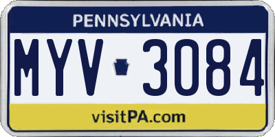 PA license plate MYV3084