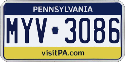 PA license plate MYV3086