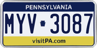 PA license plate MYV3087