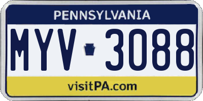 PA license plate MYV3088