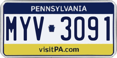 PA license plate MYV3091