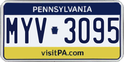 PA license plate MYV3095