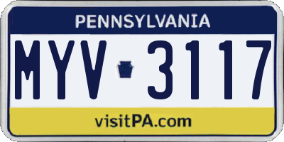 PA license plate MYV3117