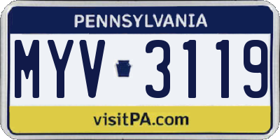 PA license plate MYV3119