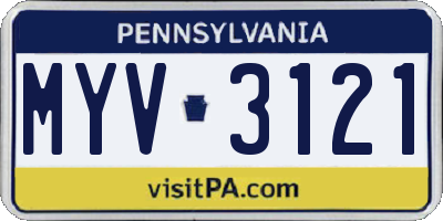 PA license plate MYV3121