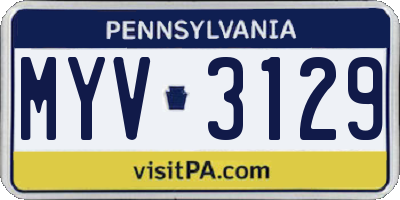PA license plate MYV3129