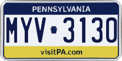 PA license plate MYV3130