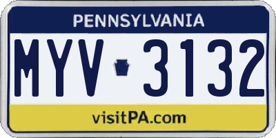 PA license plate MYV3132