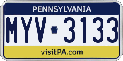 PA license plate MYV3133