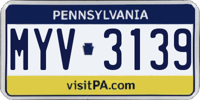PA license plate MYV3139