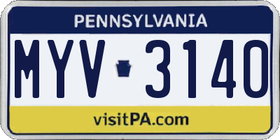 PA license plate MYV3140