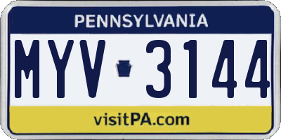 PA license plate MYV3144
