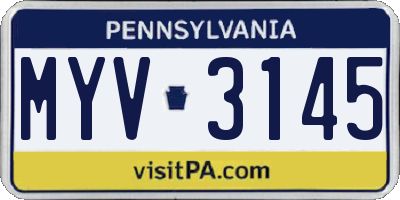 PA license plate MYV3145