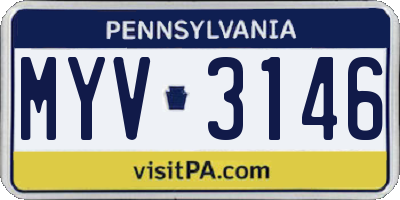 PA license plate MYV3146