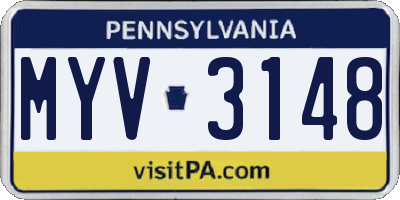 PA license plate MYV3148