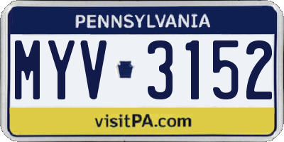 PA license plate MYV3152