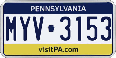 PA license plate MYV3153