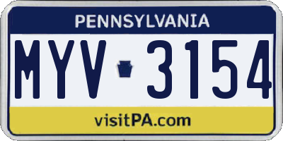 PA license plate MYV3154