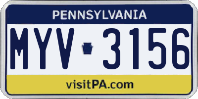 PA license plate MYV3156