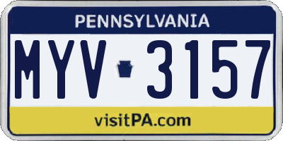 PA license plate MYV3157