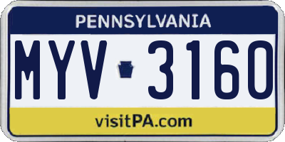 PA license plate MYV3160