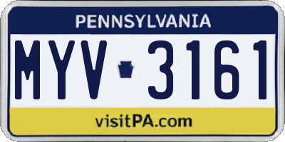 PA license plate MYV3161