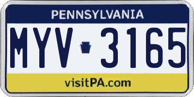 PA license plate MYV3165
