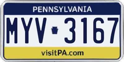 PA license plate MYV3167