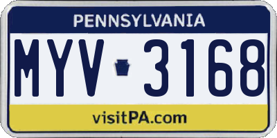 PA license plate MYV3168