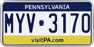 PA license plate MYV3170
