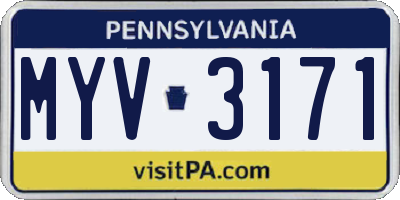 PA license plate MYV3171