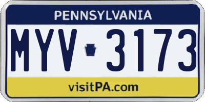 PA license plate MYV3173