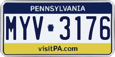 PA license plate MYV3176